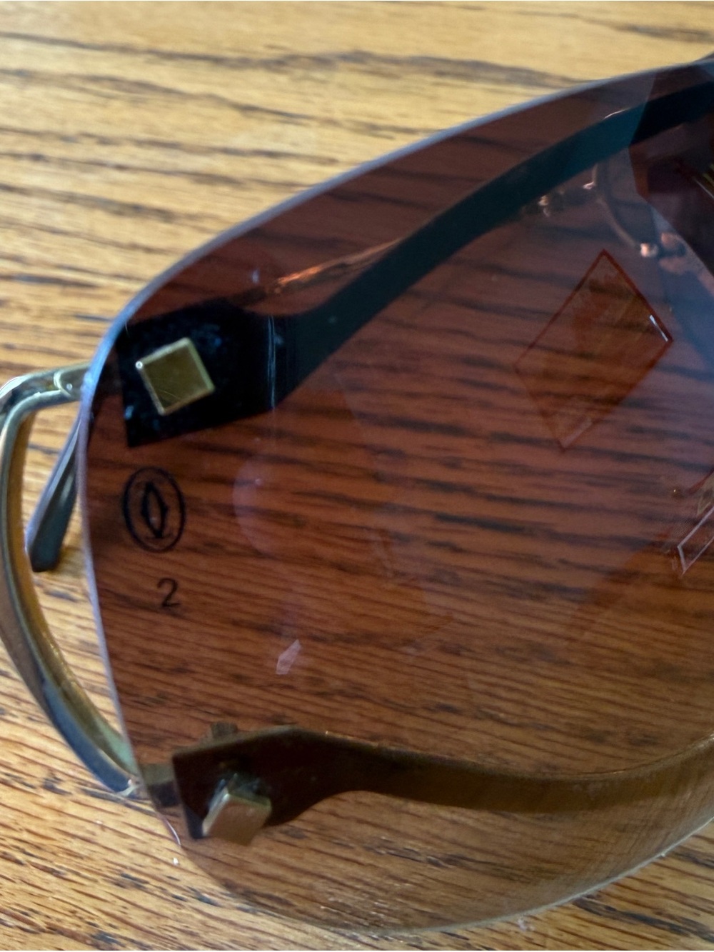 Cartier Vintage Cartier Cat Eye Rimless Sunglasses Gold /Lens Gradient Brown - Picture 11 of 15